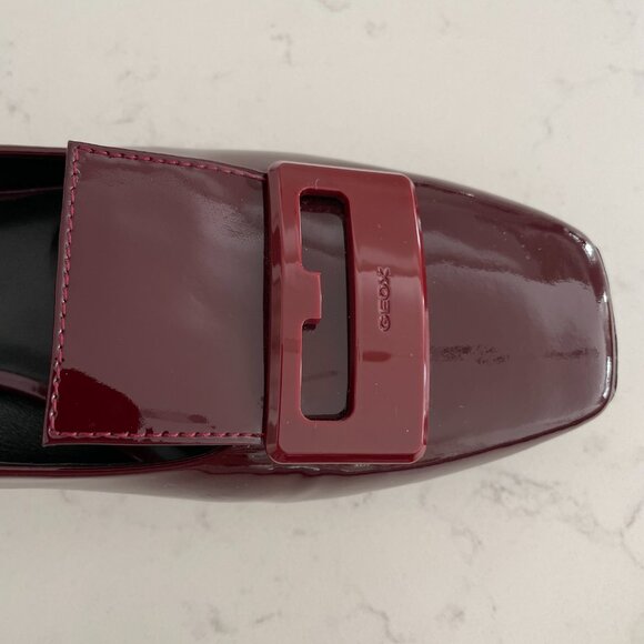 Geox Respira Vivyanne Italian Patent Leather Classic Shoes Burgundy Wine Sz 39.5 - Picture 9 of 12